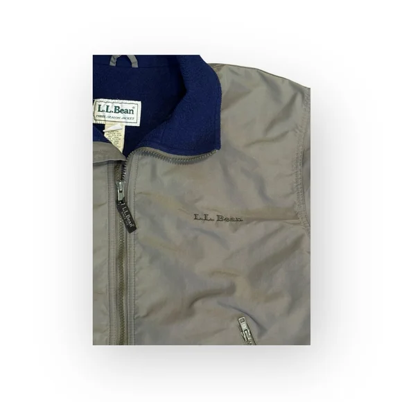 Vintage 90s L.L.Bean Three-Season Jacket Mens Gray Full Zip Fleece Lined Sz M - Picture 4 of 9